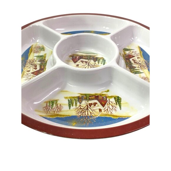 Christmas Winter Theme Divided Vegetable Chip Dip PARTY TRAY Melamine - Picture 10 of 11